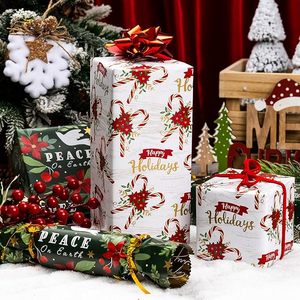 Papier cadeau de Noël Papier cadeau pour les fêtes Papier cadeau vert et blanc Papier cadeau enduit avec feuille d'or - Product Image 2