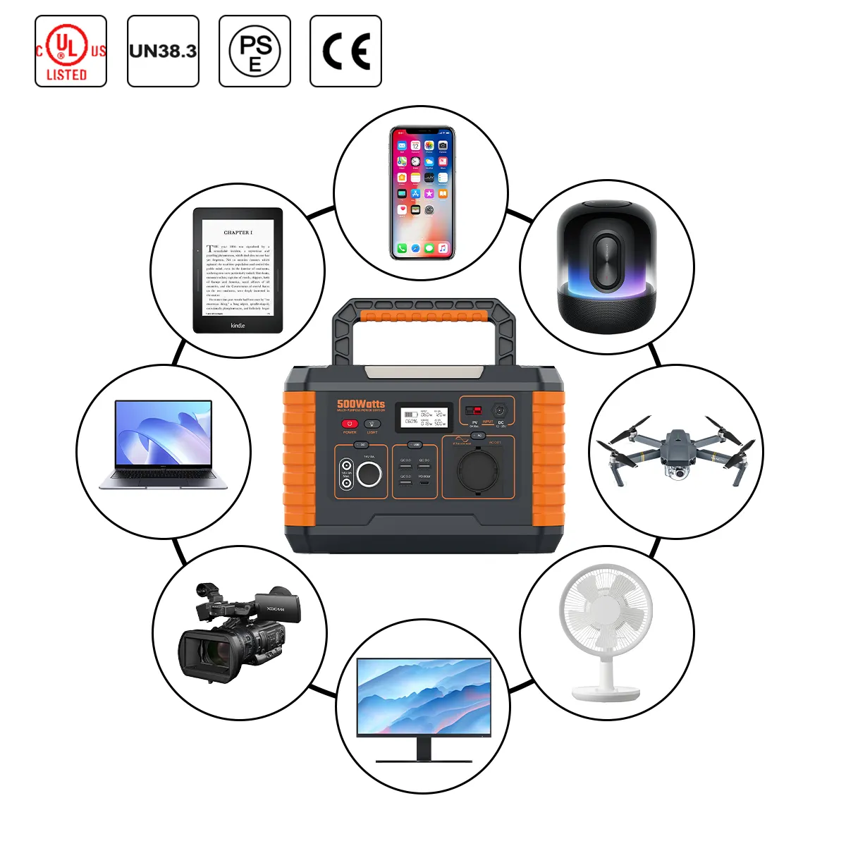 Gerador de sistema solar fotovoltaico híbrido doméstico portátil, 500 W, 5000 W, estação de energia, bateria, iluminação LED para carro, lanterna USB, controlador MPPT