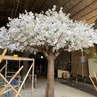 Pohon Bunga Sakura Buatan Warna Putih untuk Dekorasi Pohon Harapan, Pohon Bunga Persik Berdiri untuk Lobi Besar Kedai Kopi