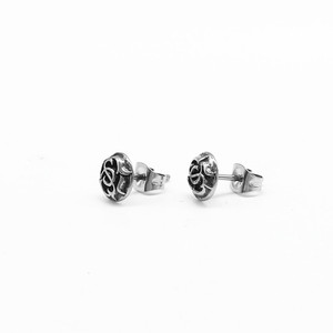 yunnique Titanium Steel Round <b>Stud</b> Earrings Letter Design Tai <b>Silver</b> Men Women Fashion Jewelry - Product Image 3