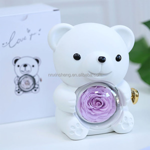 Nouvelle boîte à bijoux en forme d'ours rotatif, cadeaux créatifs, roses éternelles pour Noël et la Saint-Valentin, ours en peluche fait à la main, cadeau de roses - Product Image 4