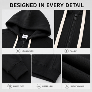 Sweat-shirt à capuche zippé pour homme en tissu respirant Lyocell Air Layer, logo personnalisé, premium, doux, chaud, décontracté - Product Image 3