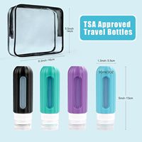 Kit de voyage de toilette étanche en gros, bouteille de voyage en silicone de recharge, ensemble de bouteille de voyage en silicone à fenêtre transparente approuvée par la TSA