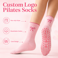 Chaussettes de sport personnalisées de bonne qualité pour femmes, antidérapantes, tricotées, pour Pilates et Yoga, avec logo