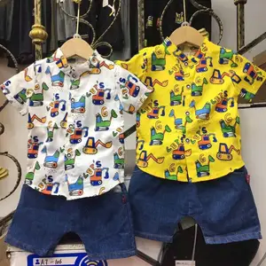 3.25美元型号YCT022 2-6岁幼儿运动服印花儿童足球马球棉针织衬衫带图案