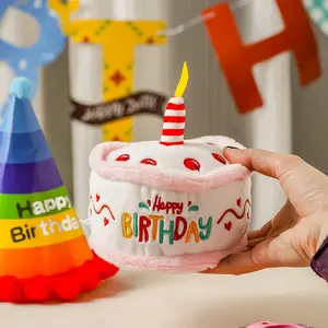 Commercio all'ingrosso decorazioni per la festa di compleanno del cane da compagnia giocattoli cigolanti divertenti peluche cane torta di compleanno giocattolo - Product Image 1