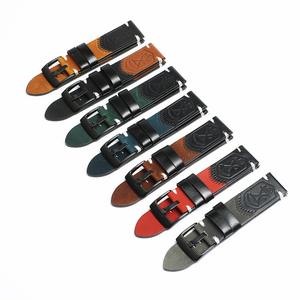 Bracelets de montre en cuir véritable Crazy Horse à dégagement rapide, bracelet unique fait à la main pour <span class=keywords><strong>Huawei</strong></span> et Apple Iwatch 22 mm - Product Image 1