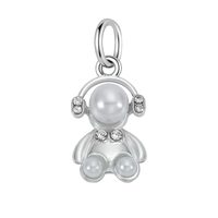 1 pièce Breloques pendantes en alliage, motif animal, fleur, perle, strass, plaqué argent, style Kawaii, pour cadeau de fête, bracelet fait main DIY