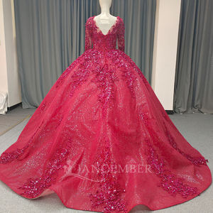 Lsany212 Luxury Muslim <b>Arabic</b> Long Sleeves Beaded Crystal Engagement <b>Dress</b> Ball Gowns <b>Wedding</b> <b>Dresses</b> Jancember - Product Image 2