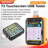 T3 Testeur USB Type C Wattmètre USB Voltmètre Ampèremètre DC 0-50V 600W Courant Bidirectionnel Écran Tactile Testeur USB