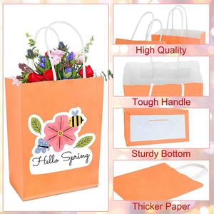Gift Paper <b>Bags</b> with Handles Kraft Goodie <b>Bags</b> for Birthday Party Christmas Shopping Wedding Reusable Grocery Paper <b>Bags</b> - Product Image 3