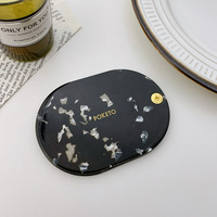 SAIYII Ensemble peigne et miroir rétro personnalisé avec logo, en acétate épaissi, miroir double face