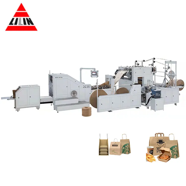 Lilin Alta Qualidade Totalmente Automático Roll Fed Twisted Handle Paper Bag Making Machine