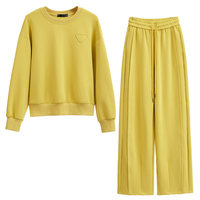 Ensemble Sportif Jaune pour Femme 2026 Nouvelle Collection Automne – Hoodie Oversize Décontracté et Ensemble Deux Pièces Géométrique Respirant Tendance Jeunesse