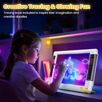 Tableau de dessin LED effaçable pour enfants, tableau de dessin créatif LED pour enfants avec veilleuse, tableau de dessin électronique pliable effaçable à sec