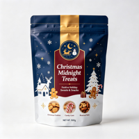 Sachet d'emballage refermable à fermeture éclair, résistant à l'humidité, à thème de Noël, pour noix, chocolats, biscuits, cadeaux et bonbons