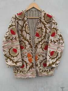 เสื้อคลุมกิโมโนกำมะหยี่ซูซานีงานฝีมือ ปักลายโบโฮ ระบายอากาศได้ดี เสื้อแจ็คเก็ตตัวยาวทรงโดดเด่น สง่างาม เสื้อคลุมตัวนอกสำหรับผู้หญิง - Product Image 5