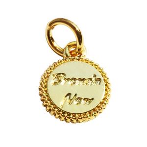 Fournisseur d'étiquettes de bijoux en métal gravé avec logo personnalisé forme ronde pendentif à breloques en métal couleur or <span class=keywords><strong>pour</strong></span> <span class=keywords><strong>collier</strong></span> - Product Image 1