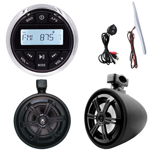 Haut-parleurs de tour marins étanches 6,5 pouces H-6108*2 + Lecteur radio MP3 BT avec écran LCD H-833 + Câble de données USB + Antenne - KIT - Product Image 2