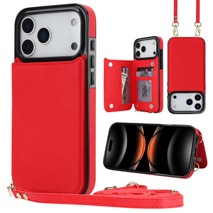 <span class=keywords><strong>Funda</strong></span> de teléfono de cuero con cuerpo cruzado multifuncional para <span class=keywords><strong>Iphone</strong></span> 17 16 16E, soporte para ranura para tarjeta, 14 Pro, <span class=keywords><strong>funda</strong></span> magnética para teléfono con monedero - Product Image 1