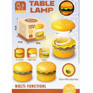 Lámpara de escritorio de hamburguesa recargable de la serie Fast Food con función de almacenamiento Lámpara de mesa - Product Image 1