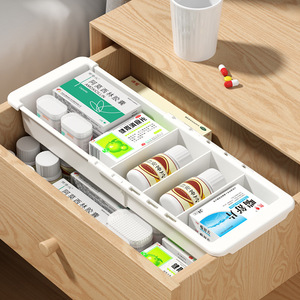Organisateur de tiroir, boîte de rangement en plastique blanche, multi-compartiments, séparateur de tiroir de bureau, organisateur de papeterie pour bureau et cuisine - Product Image 2