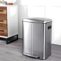 Poubelle de recyclage à deux compartiments de 40 L, grande poubelle en acier inoxydable, poubelle à pédale, 20 L et 20 L, poubelles de recyclage pour les déchets de cuisine