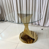 SMS Silber&Gold Edelstahl Bankett-Tisch mit Goldener Glasplatte für Hochzeiten, Events, Hotel-Partys, Esszimmer-Set Inklusive Metallstühle