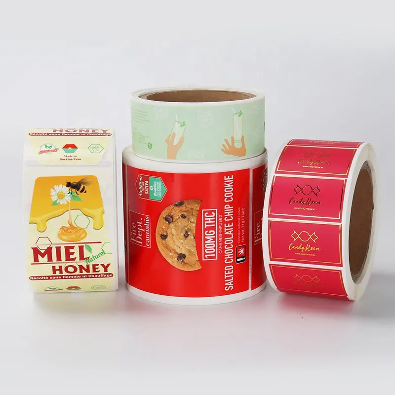 cheap Custom printing canned food logo waterproof adhesive label packaging tamper proof food safety label sticker roll