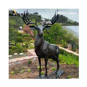 Realistic Vivid Outdoor Life Size Metal Copper Animal Sculpture Hand Cast Art Outdoor Garden Brass Bronze Deer Sculpture Statue
