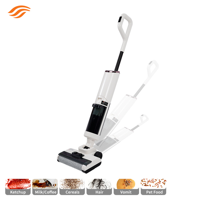 Premium 180° Flat Lay Wet Dry Vacuum Cleaner , 15-20KPA Suction, Cordless Floor Washer for Home & Office