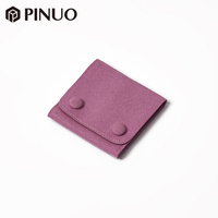 Pochette à bijoux en microfibre suédée de luxe PINUO, double tissu, boutons pression, logo personnalisé, emballage pour bijoux, pochette de rangement