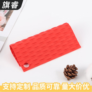 Silicone Heat Insulation Mat Square <b>Red</b> Non Slip For <b>Kitchen</b> Utensils Tableware - Product Image 5