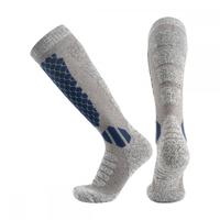 Chaussettes de ski pour hommes en gros, hautes jusqu'au genou, sans coutures, en coton peigné, pour snowboard, hiver, chaudes, épaisses, avec logo personnalisé, chaussettes de sport
