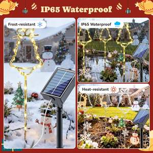 Lumières de jardin solaires de cloche de Noël avec 8 modes d'éclairage 21.65 pouces de haut décor de Noël solaire extérieur de Noël pour le patio de chemin de jardin - Product Image 4