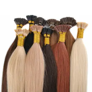 Extensão de cabelo cru de queratina 100% remy natural, extensão de cabelo humano desenho duplo vietnã, extensões de cabelo tip i atacado