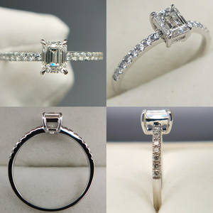 Anillos de Halo ocultos de corte esmeralda personalizados 0.5ct 1ct 2ct con diamantes cultivados en laboratorio Anillos de compromiso de oro de 14K 18K IGI para mujer - Product Image 5