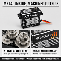 Servomoteur de direction XQ-S8050D 54kg étanche numérique sans noyau à couple élevé avec engrenage en acier inoxydable 8.4V pour voiture et camion RC 1/8