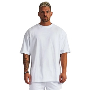 Manufacturer Plus Size Men's Shirts 230Gsm Heavyweight T-Shirt 100% Thick Custom Drop Shoulder Cotton <strong>Plain</strong> Oversized T-shirt - Product Image 2