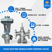 Vanne de régulation électrique en acier inoxydable AC/DC 24V 0-10V 4-20mA DN15-DN50 IP54 pour l'eau, technologie OEM YC