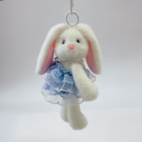 Porte-clés Lapin aux Oreilles Tombantes en Dentelle Bleue Lolita, Pendentif de Sac en Peluche, Prise en Charge de la Personnalisation