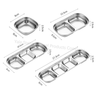 Plat à sauce divisé en acier inoxydable SUS 304, style coréen, assiettes à condiments multi-compartiments pour barbecue, hot pot, vaisselle de restaurant
