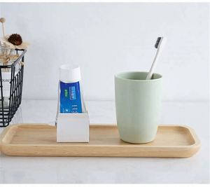 I-0235 Plastic Rolling <b>Toothpaste</b> Squeezer Dispenser Eco-Friendly Two-piece Rectangle Leaf Shape Modern Style Easy Bathroom Set - Product Image 4