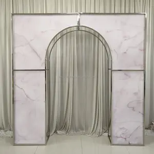 Acrylic backdrop wedding stand arched with light purple wedding customized backdrop stand background set of props