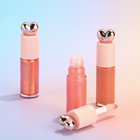Tube rond rose en forme de coeur cosmétiques de marque privée ensembles de maquillage longue durée cosmétiques huile pour les lèvres huile pour les lèvres de luxe en or