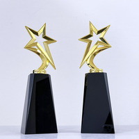 Trophée étoile en métal doré, argent et bronze personnalisé Crystal Star Award avec MH-N07 de base noire