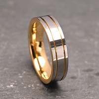 Bague simple en acier au tungstène plaqué or de 6mm, alliance pour homme, cadeau de Saint-Valentin et d'anniversaire élégant et romantique.