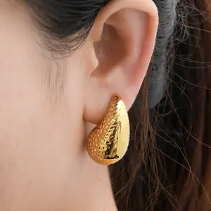 Mode grande goutte hypoallergénique grosse goutte boucles d'oreilles femmes 18K plaqué or en acier inoxydable bijoux larme boucle d'oreille