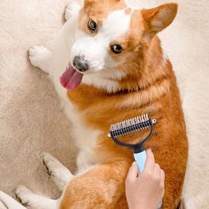 Hot Selling <b>Pet</b> Grooming <b>Brush</b> and Metal Comb Undercoat Rake for Cats and Dogs Comb Grooming Tools - Product Image 4