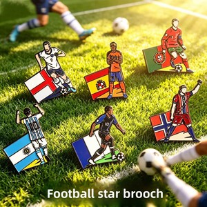 Broches Conmemorativos de Fútbol de <span class=keywords><strong>Ronaldo</strong></span> y Mbappé para Estados Unidos/Canadá/México, Insignias Decorativas de Aleación Plateada y Dorada - Product Image 4